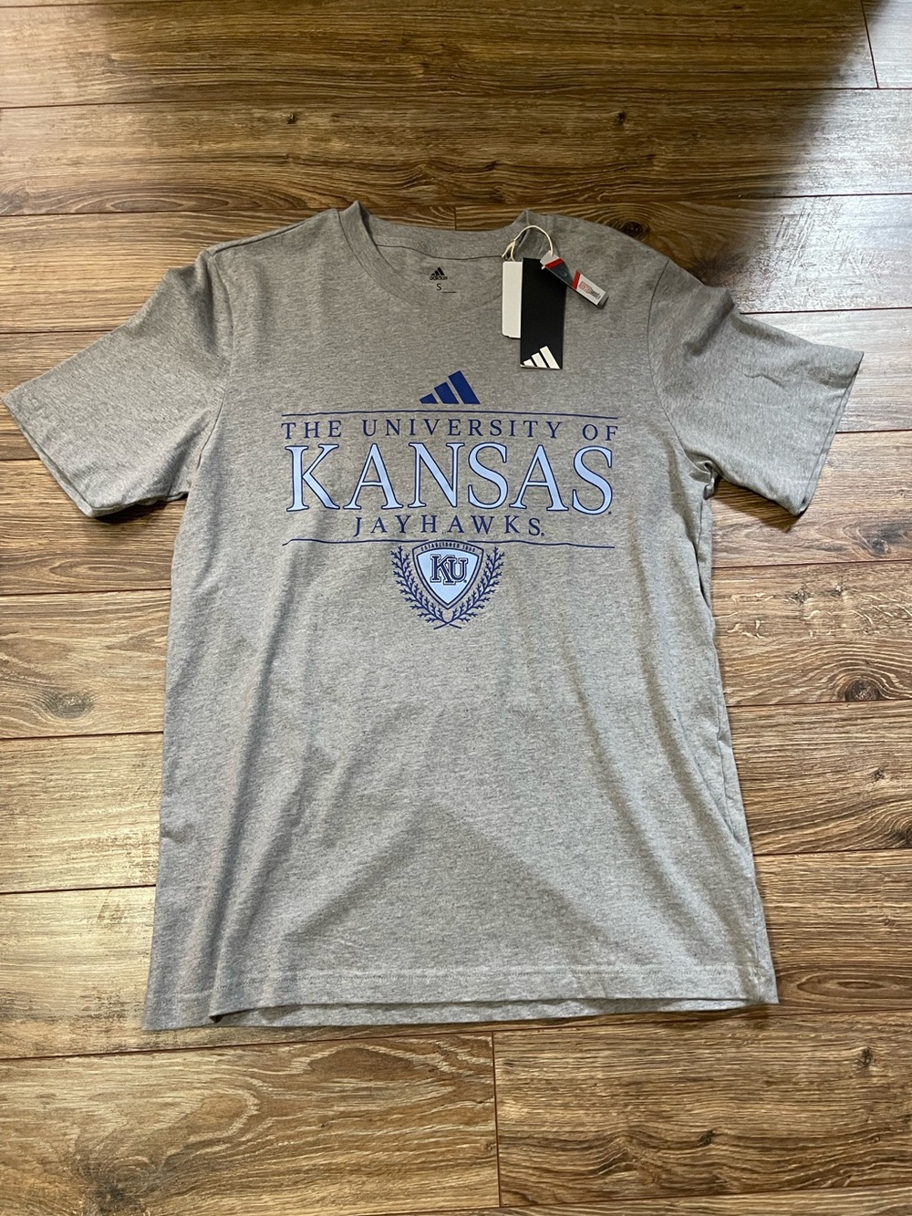 Men’s adidas Gray Kansas Jayhawks Logo Short Sleeve Tee
